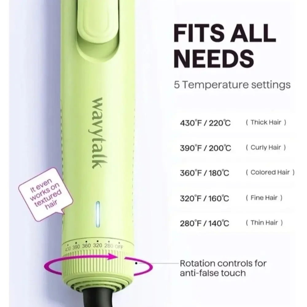 Wavytalk Straightener and Curler 2 in 1 Airflow Styler - Green - New in Box